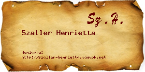 Szaller Henrietta névjegykártya